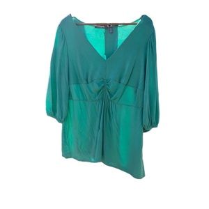 My Collection Shirt Asymmetrical Hem  3X Blouse 3/4 Sleeves Green